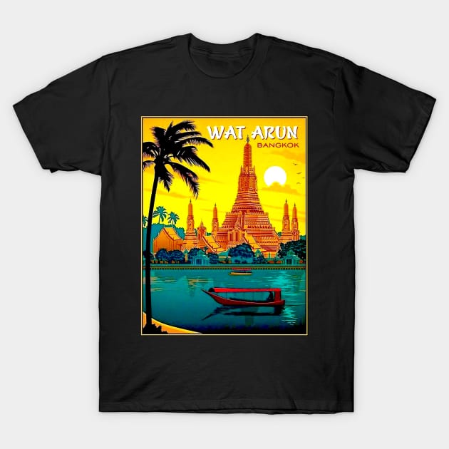 Wat Arun Bangkok Thailand Travel and Tourism advertising Print T-Shirt by posterbobs